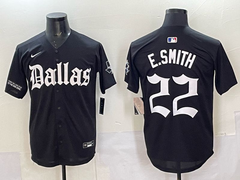 Men 2025 Nike Dallas Cowboys 22 E.Smith Black 5th generation Joint Name Limited NFL Jersey 015